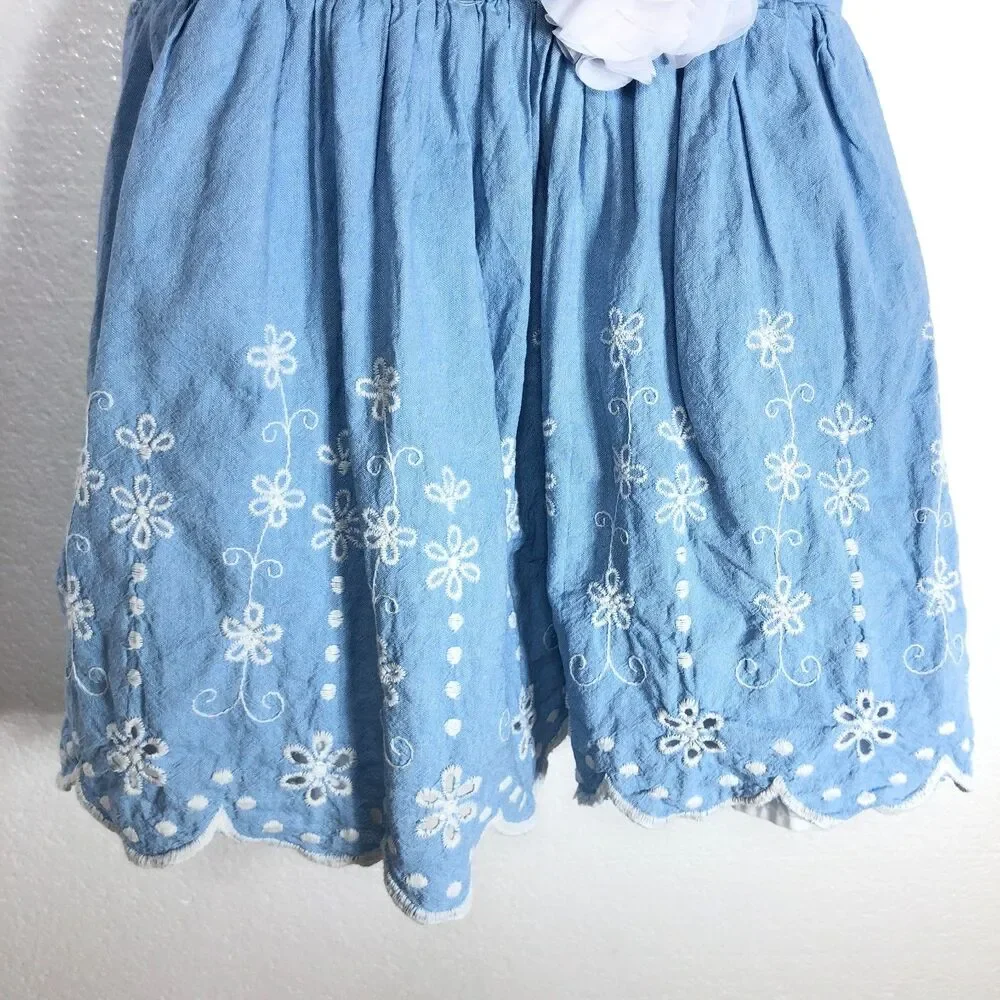 Little Lass Blue Dress With White Flowers Girls Toddler Size 5